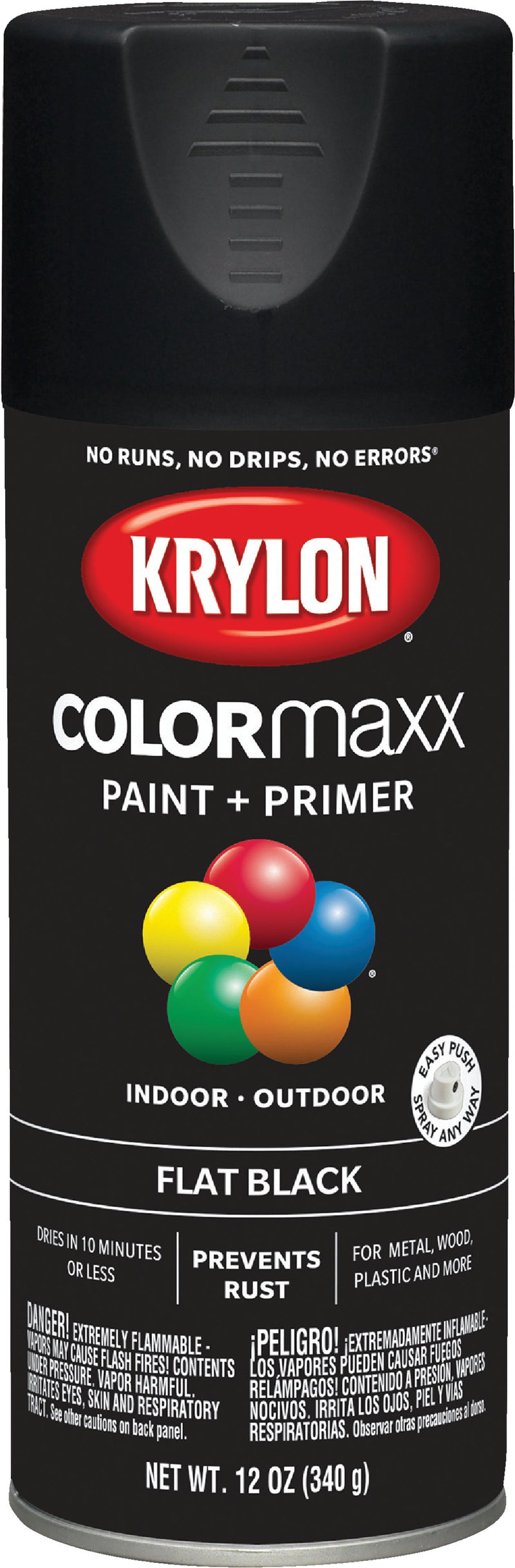 WL01 Krylon Krylon ColorMaxx 12 Oz. Flat Spray Paint, Black