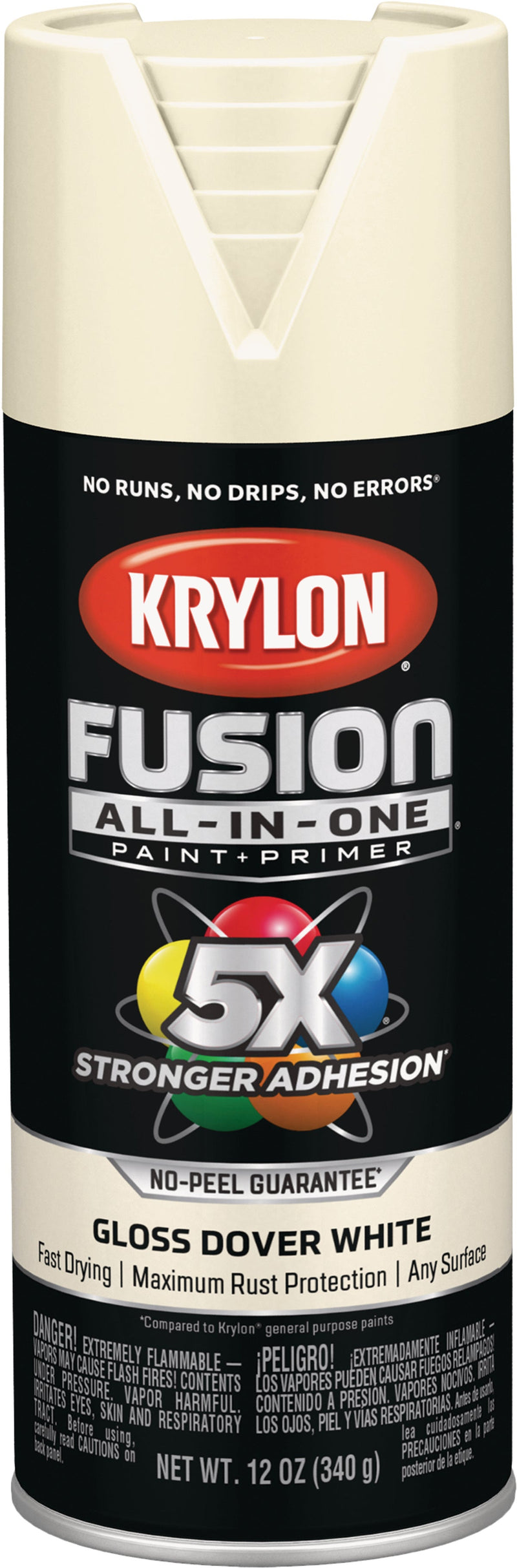 WL01 Krylon Krylon Fusion All-In-One Gloss Spray Paint & Primer, Dover White