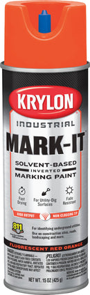 WL01 Krylon Krylon Mark-It 731008 Industrial SB Fluorescent Red Orange Inverted Marking Paint