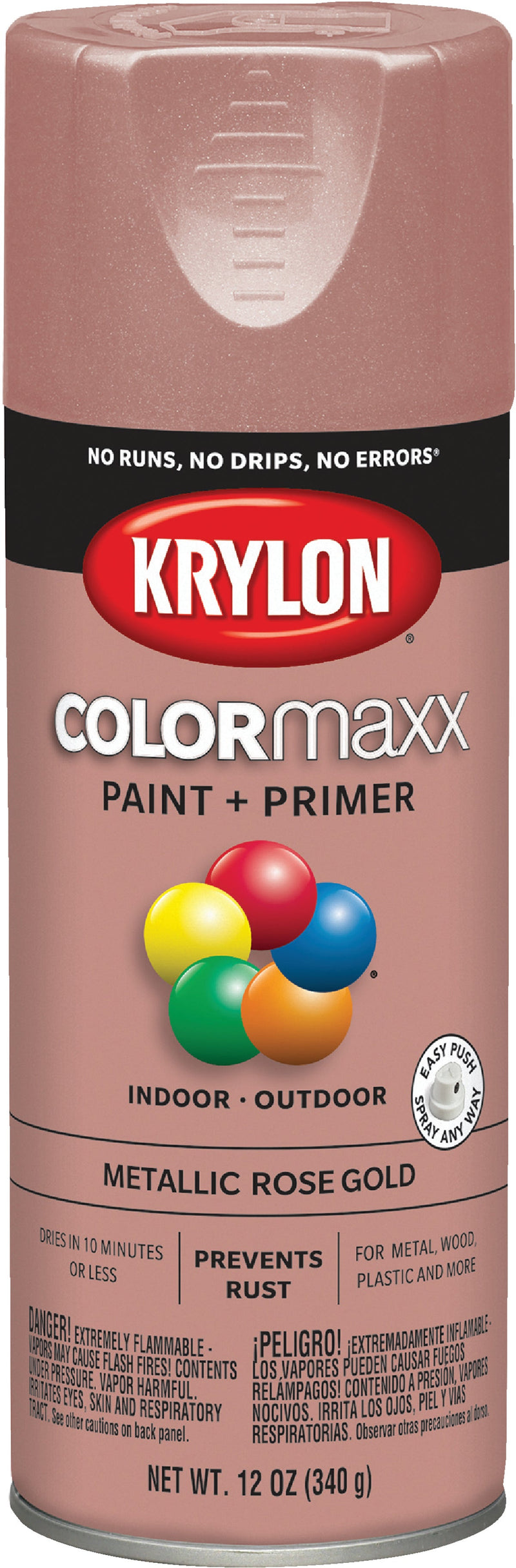 WL01 Krylon Krylon ColorMaxx 11 Oz. Metallic Satin Spray Paint, Rose Gold