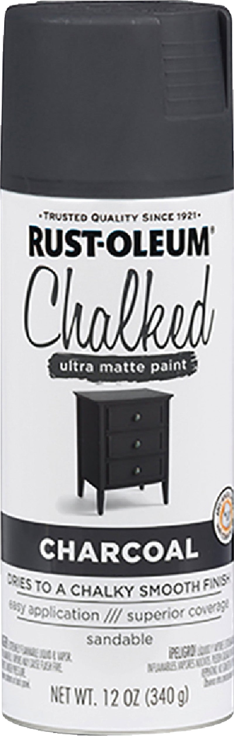WL01 Rust-Oleum Rust-Oleum Chalked 12 Oz. Ultra Matte Spray Paint, Charcoal