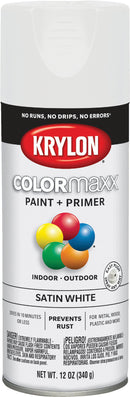 WL01 Krylon Krylon ColorMaxx 12 Oz. Satin Spray Paint, White