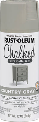 WL01 Rust-Oleum Rust-Oleum Chalked 12 Oz. Ultra Matte Spray Paint, Country Gray