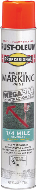 WL01 Rust-Oleum Rust-Oleum Professional 26 Oz. Mega Fluorescent Red-Orange Inverted Marking Spray Paint