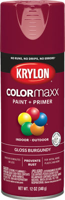 WL01 Krylon Krylon ColorMaxx12 Oz. Gloss Spray Paint, Burgundy