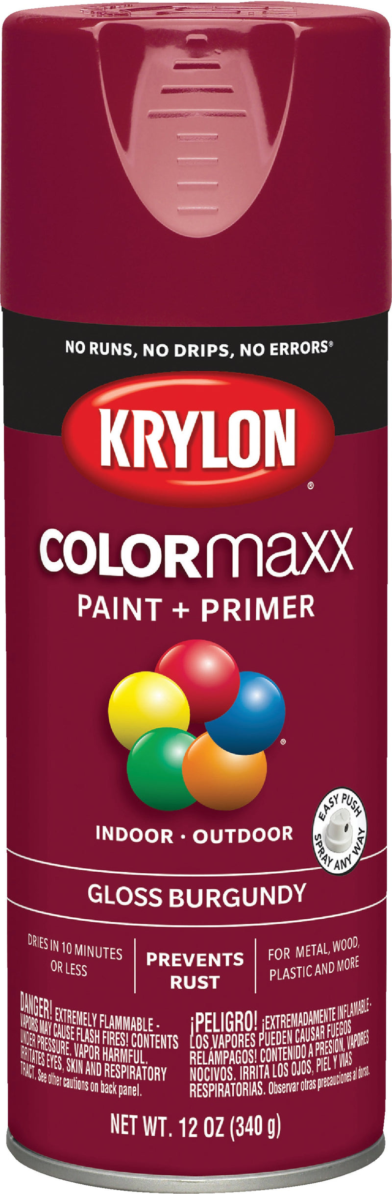 WL01 Krylon Krylon ColorMaxx12 Oz. Gloss Spray Paint, Burgundy