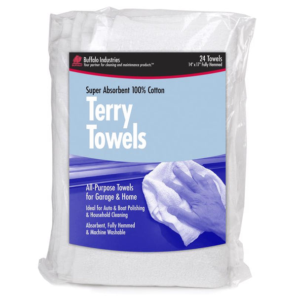 WL01 BUFFALO INDUSTRIES LLC Buffalo Cotton Terry Towels 14 in. W X 17 in. L 24 pk