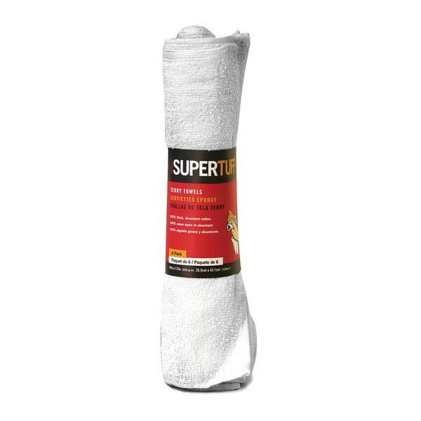 WL01 Trimaco Trimaco 10756/12 White Supertuff Cotton Terry Towels 6 Count