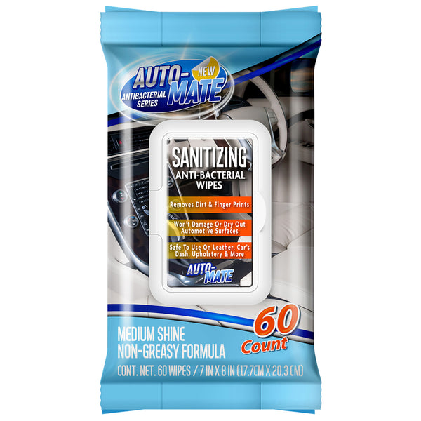 WL01 BEST ACCESSORY GROUP LLC Auto-Mate Sanitizing Anti-Bacterial Auto Wipes 8 in. L x 7 in. W (Pack of 24)
