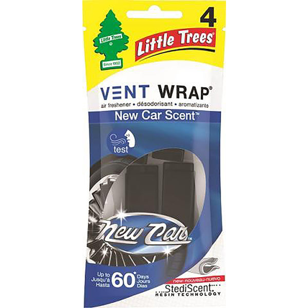 WL01 CAR-FRESHNER CORP Little Trees Vent Wrap New Car Scent Car Air Freshener 4 pk
