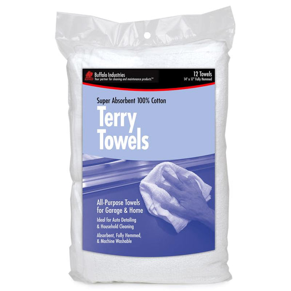 WL01 BUFFALO INDUSTRIES LLC Buffalo Cotton Terry Towels 14 in. W X 17 in. L 12 pk